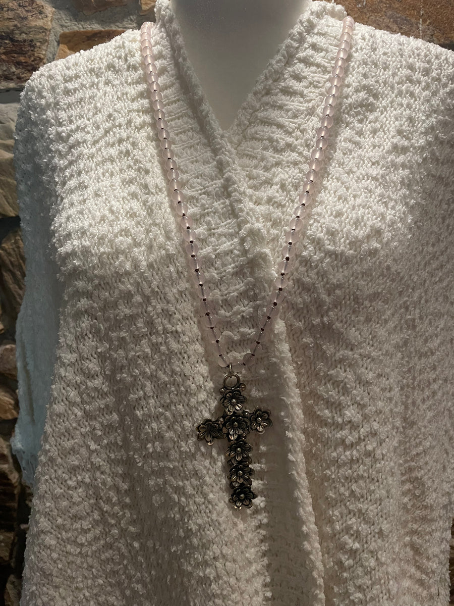 Floral Cross Long Necklace by Tara Gasparin