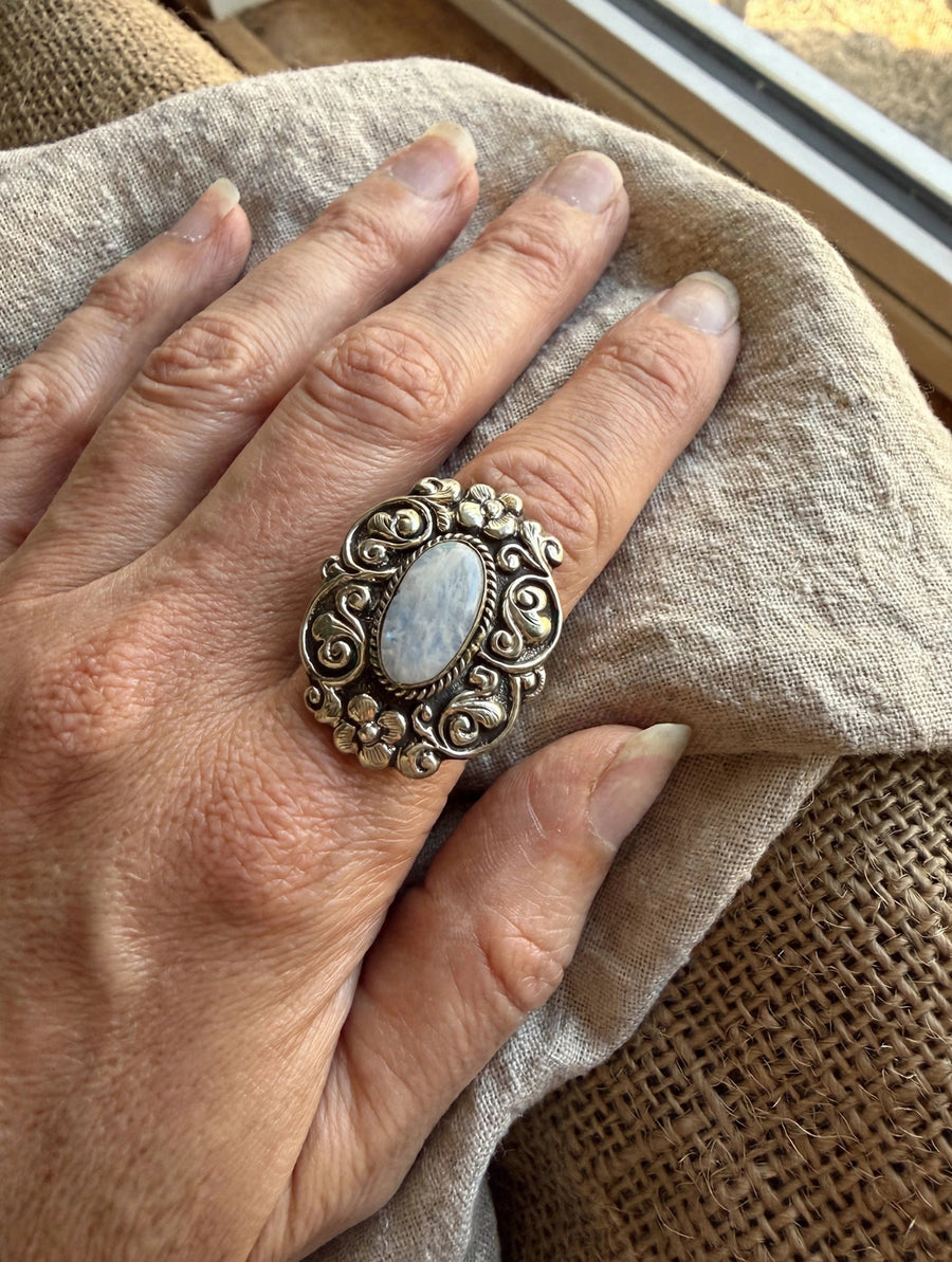 Moonlit Garden Moonstone Adjustable Ring by Tara Gasparian