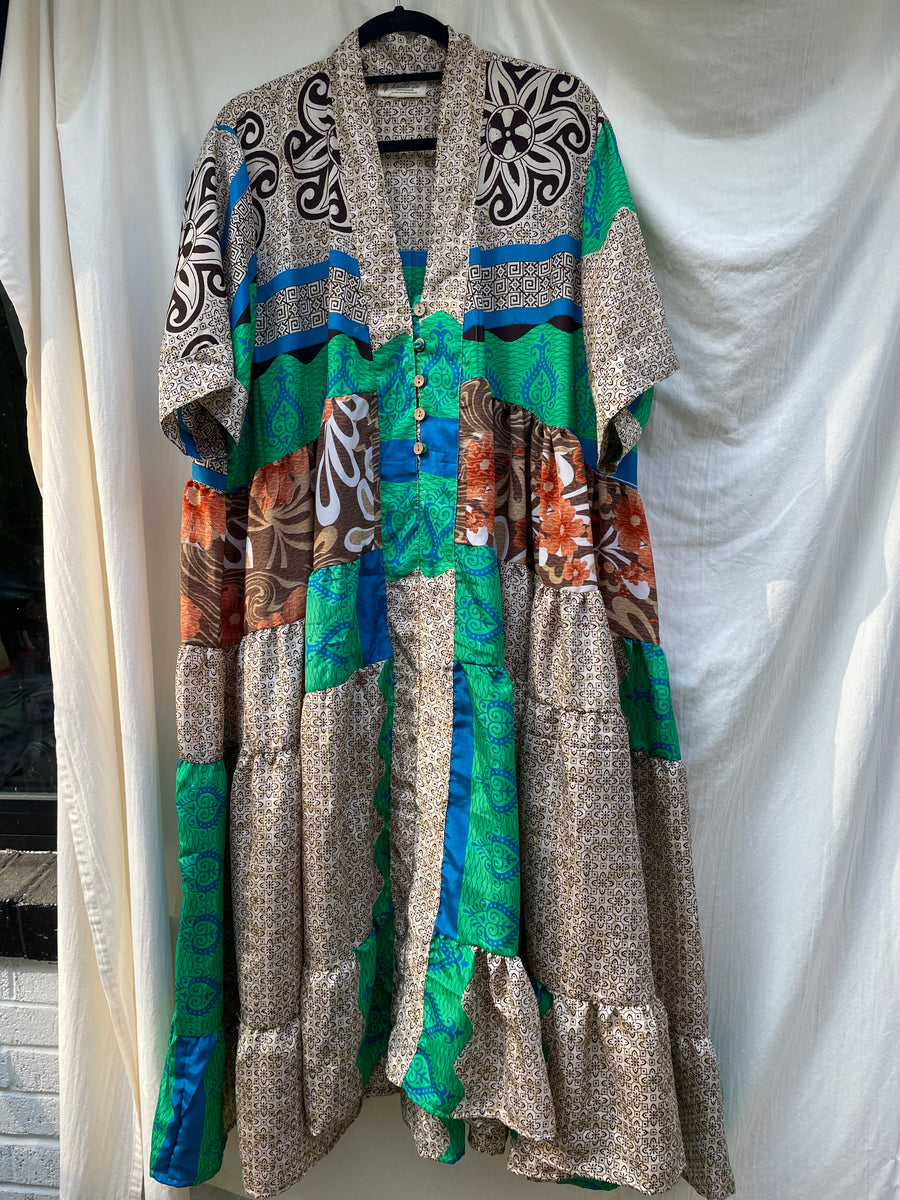 Rasgulla Sari Twilight Maxi Dress #60 by Kantha Bae
