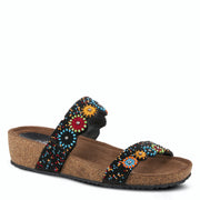 Azura Bahama Cork Wedge Multi Straps Sandal Color Black Robin Boutique 