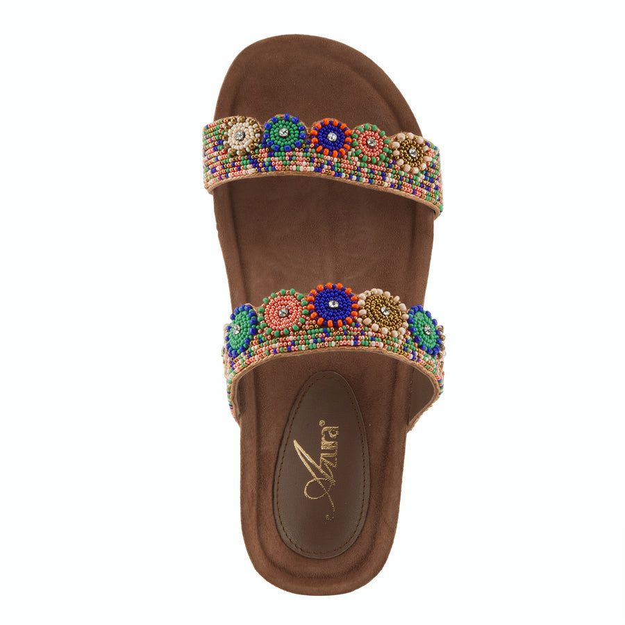Azura Bahama Cork Wedge Multi Straps Sandal Color Rainbow Robin Boutique 