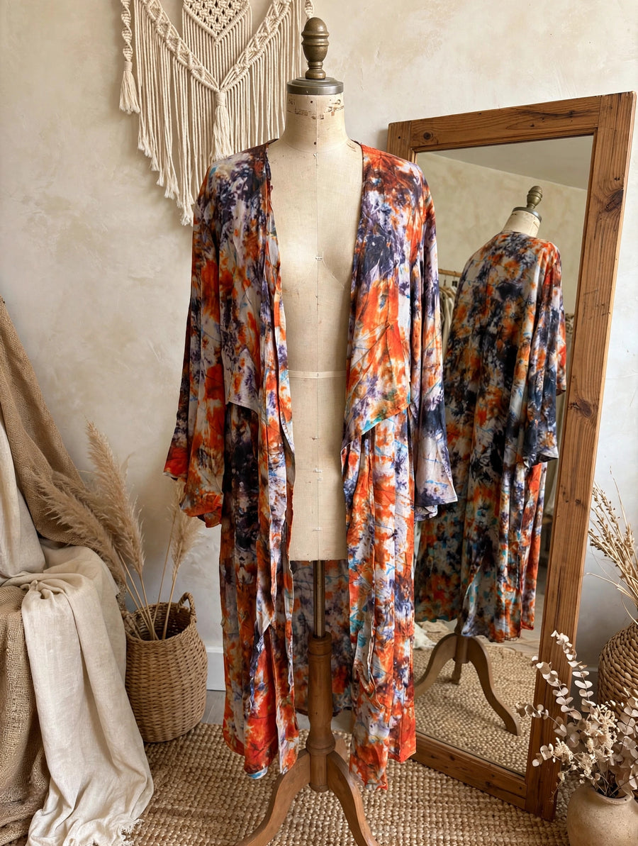 Crepe Sari Spellbound Kimono #158 by Kantha Bae