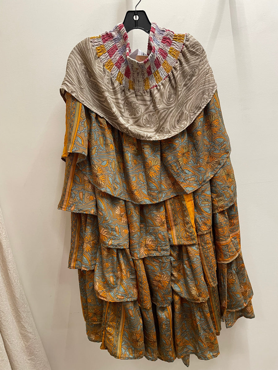 Rasgulla Sari Venus Ruffle Maxi by Kantha Bae Robin Boutique 