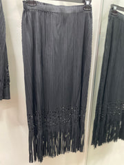 Pleated Cutout Skirt with Fringe by EllyNDale Robin Boutique