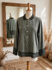 Ruffle Trim Mineral Wash Jacket by The Paper Lace