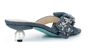 Jemma Embellished Bow Denim Dress Sandals by Betsey Johnson - Robin Boutique