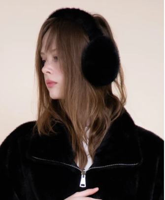 Luxe Teddy Ear Muffs in black- Robin Boutique