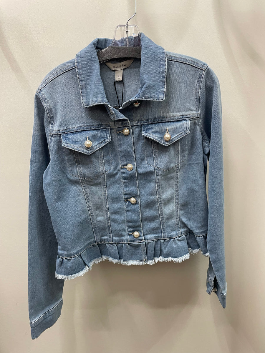Pearl Peplum Denim Jacket from Robin Boutique.