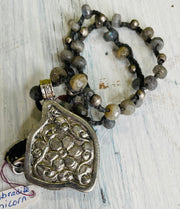 Unicorn Bust Carved in Labradorite Necklace - Robin Boutique-Boutique 