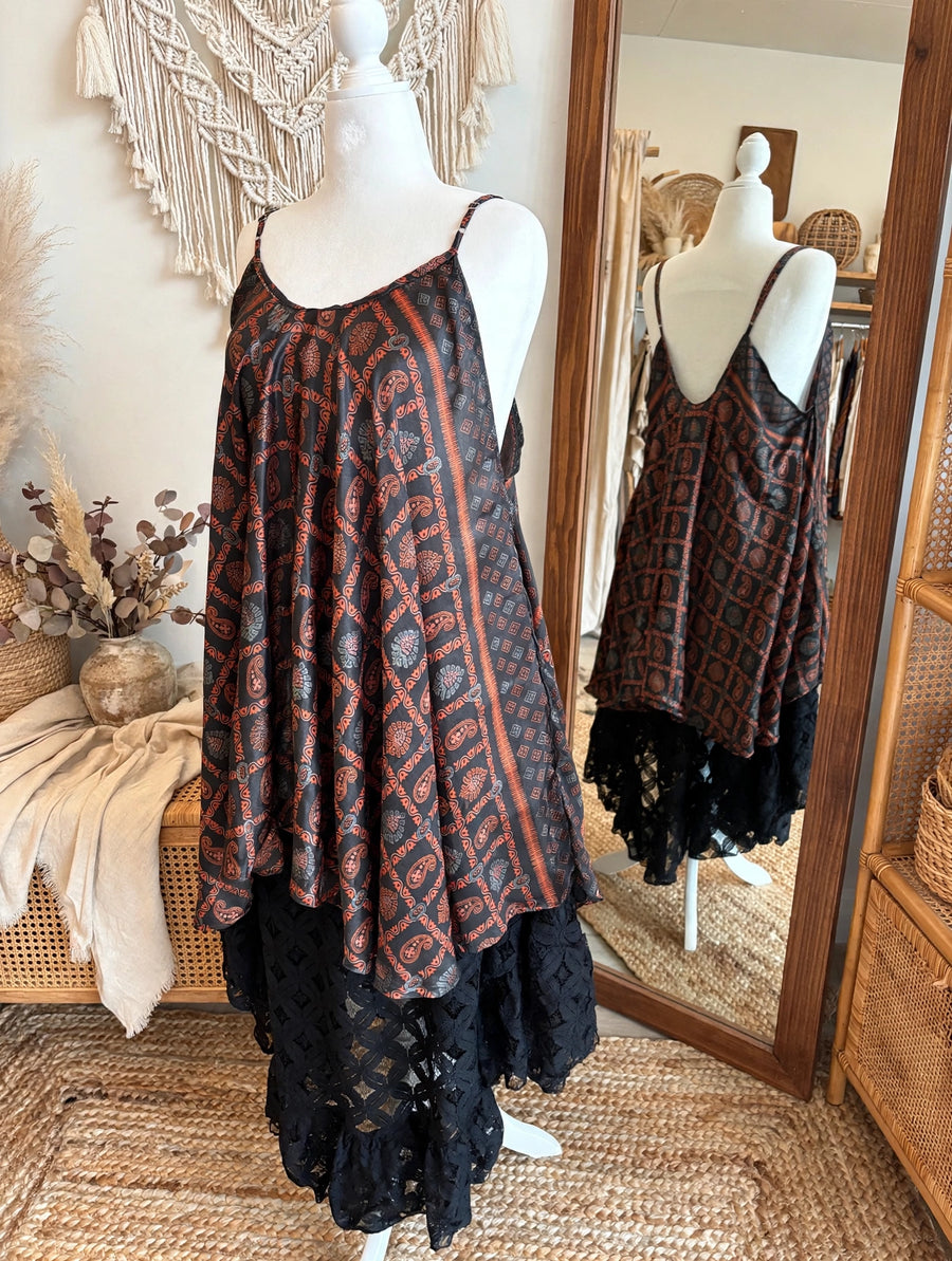 Rasgulla Sari Moonchild Mini Dress #216 by Kantha Bae
