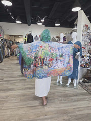 Raincape Poncho in Day Dream Plaza Print by Inoah