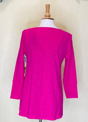 Cotton Slub V Neck Tunic 3/4 Sleeves 10018 10019 - Robin Boutique-Boutique 