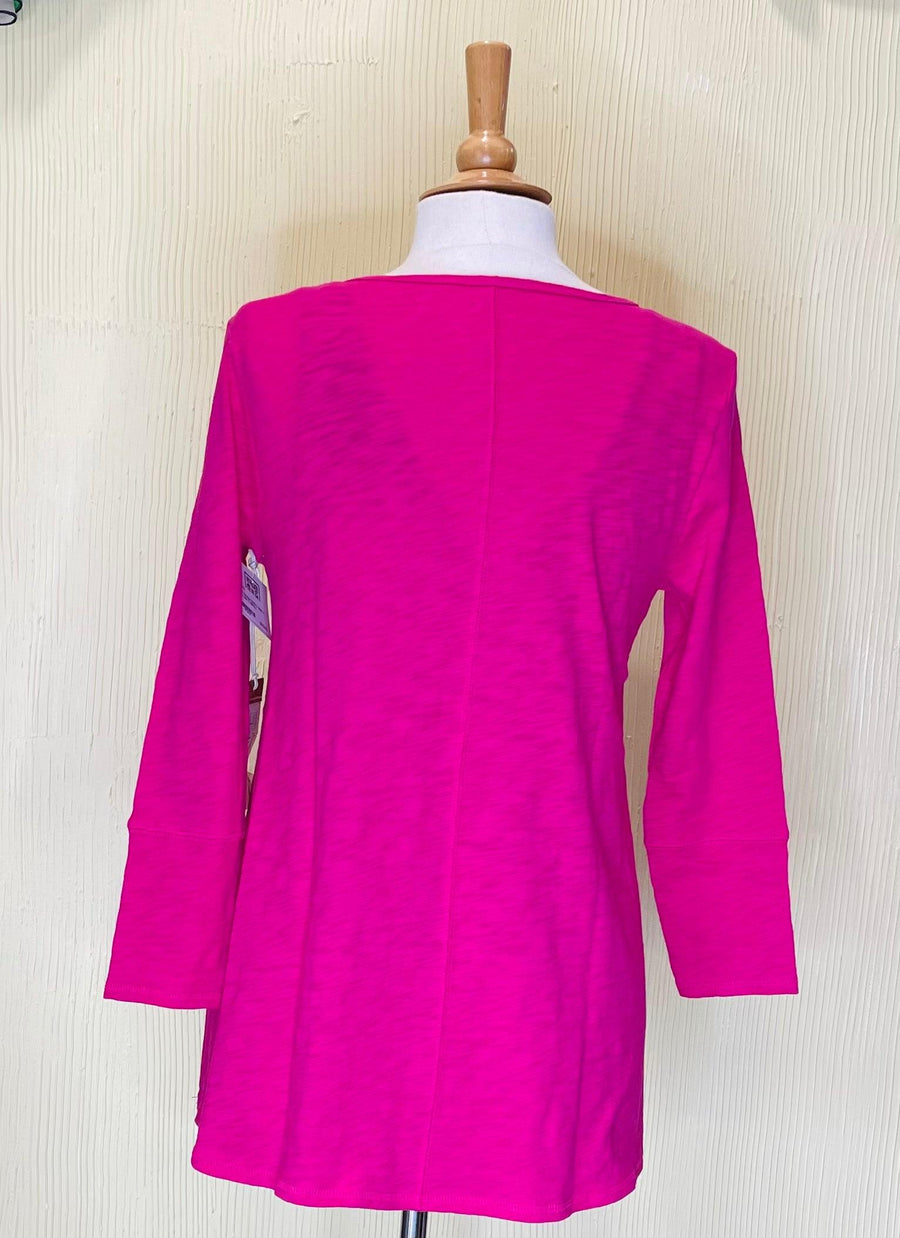 Cotton Slub V Neck Tunic 3/4 Sleeves 10018 10019 - Robin Boutique-Boutique 