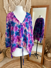Crepe Sari Hi Lo Butterfly Top #143 by Kantha Bae
