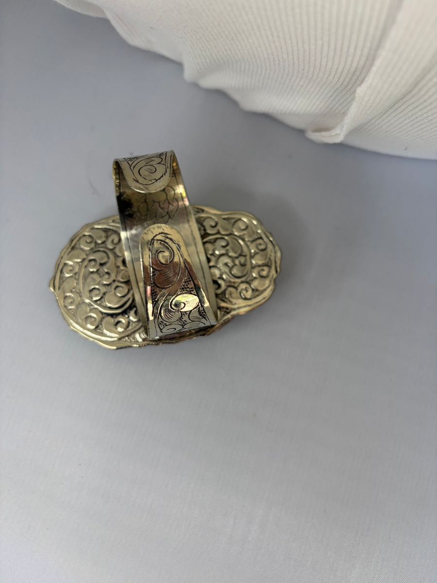 Sacred Serenity Buddha Bone Carved Cuff Bracelet