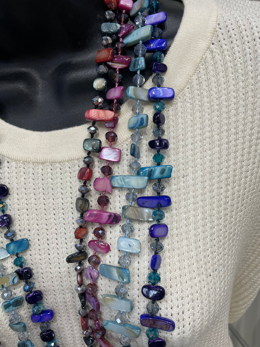 Tidal Glow Irregular Shell & Glass Necklace