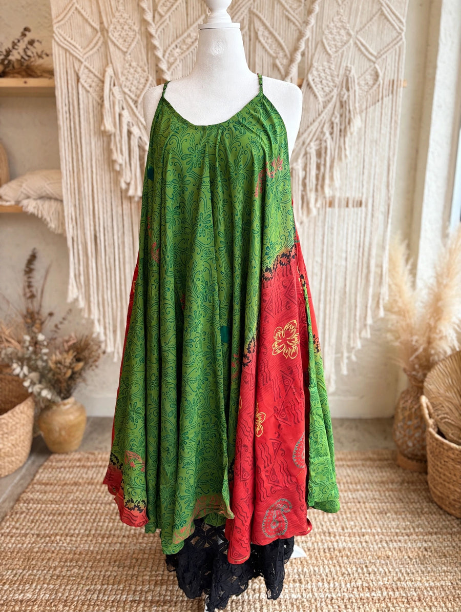 Crepe Sari Moonchild Slip Dress #003 by Kantha Bae