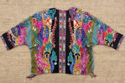Embroidered Reversible Tapestry Fringe Short Jacket