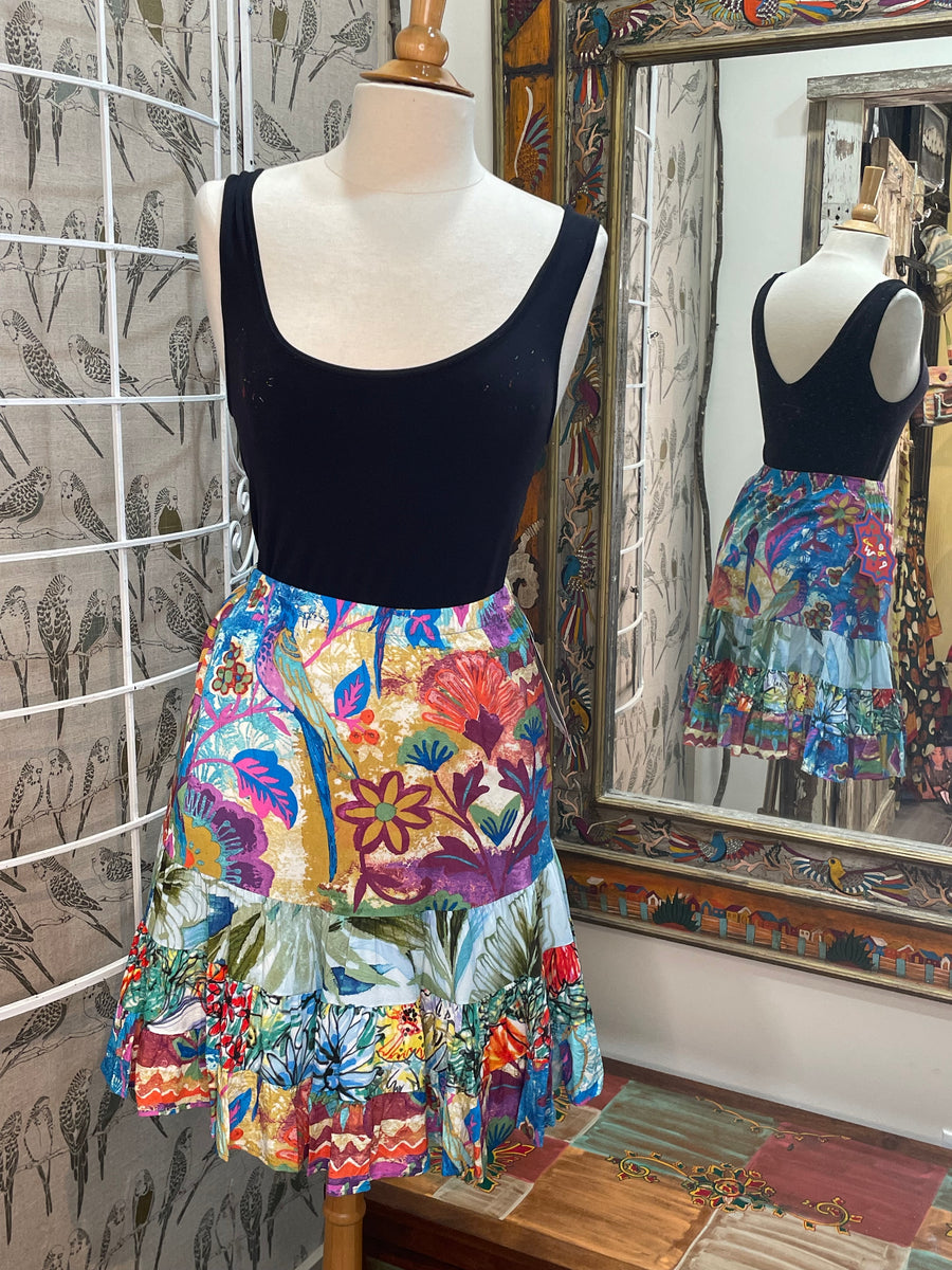 Tiered Skirt in Blue Birds by Jams World