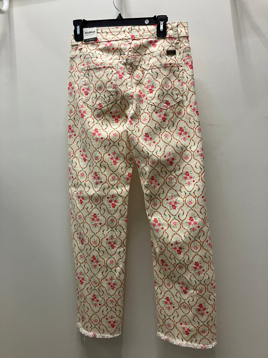 Floral Fray Hem Wide Leg Pant