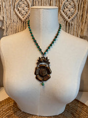 Lovebirds & Rose Turquoise Necklace by Tara Gasparian