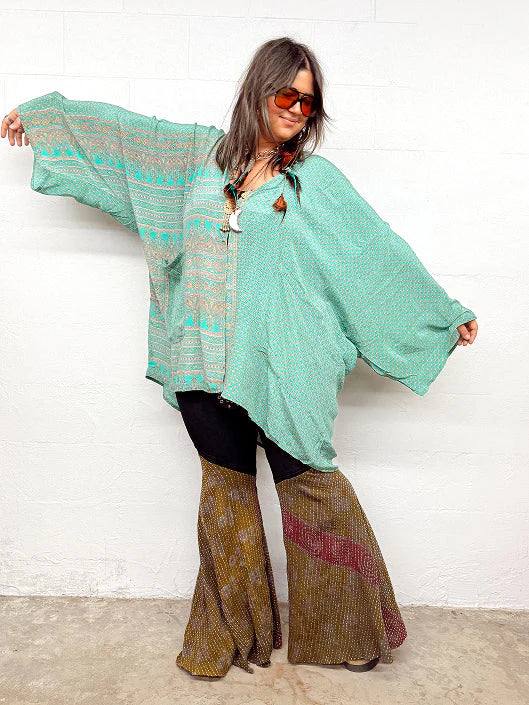 Crepe Sari Gaia Split Tunic #050 by Kantha Bae