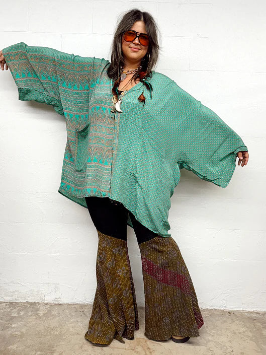 Crepe Sari Gaia Split Tunic #050 by Kantha Bae