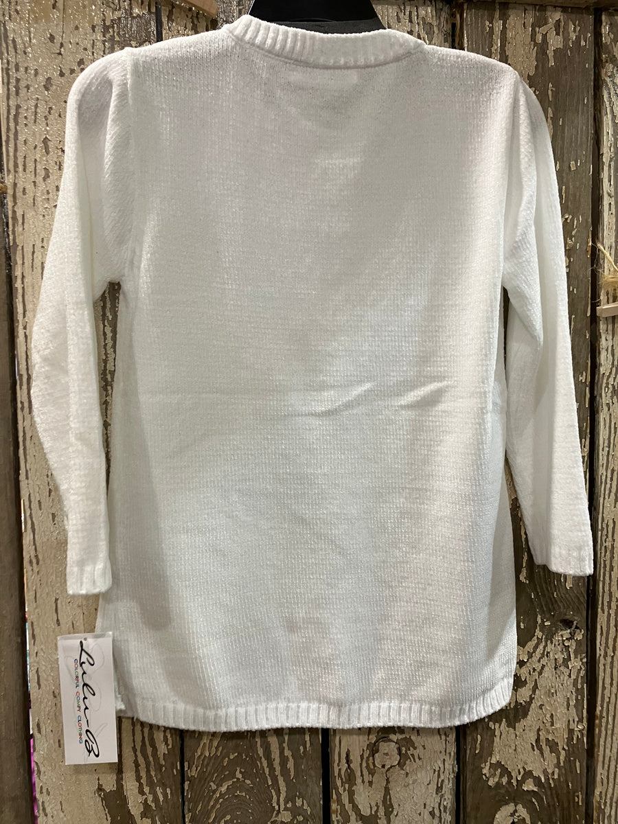 Additional view of 3/4 Sleeve Chenille Sweater by Lulu-B from Robin Boutique.