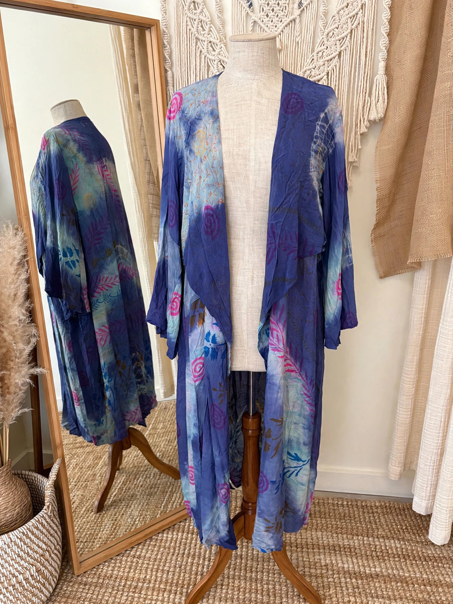 Crepe Sari Spellbound Kimono #048 by Kantha Bae