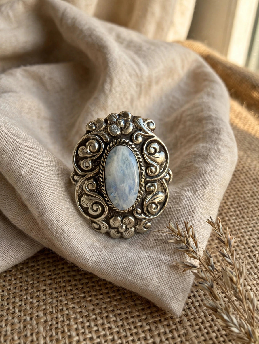 Moonlit Garden Moonstone Adjustable Ring by Tara Gasparian