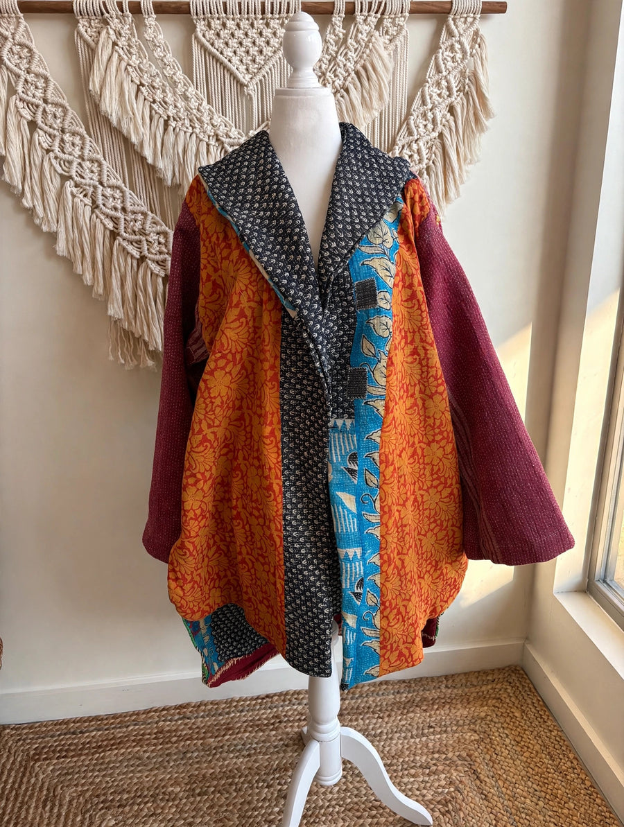 Fine Kantha Drifter Coat #036 by Kantha Bae