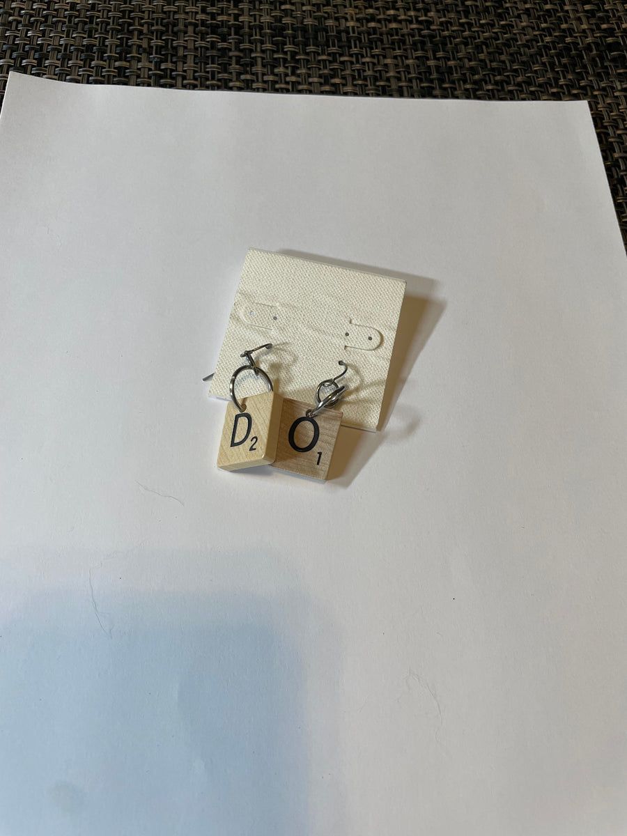 Scrabble Tile Earrings by The Vintage Jewel
