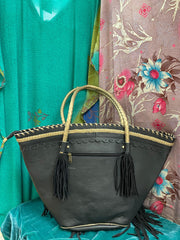 Upcycled Embroidered Market Studded Tote by Kantha Bae - Robin Boutique-Boutique 