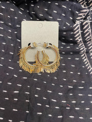 Metallic Fringe Hoop Earrings - Robin Boutique-Boutique 