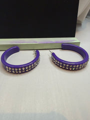 Purple Rhinestone Acrylic Hoop Earrings by The Vintage Jewel