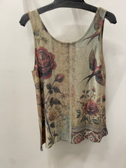 Sparkling Lurex Fabric Tank in Vintage Bird by Origami
