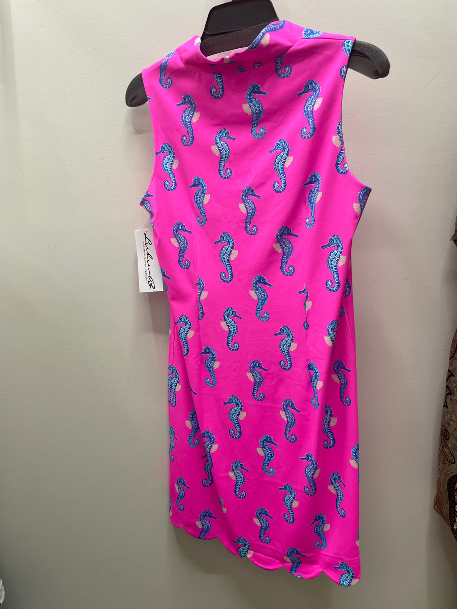 Sleeveless Scallop Dress in Seahorse Print by Lulu-B