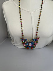 Rhinestone Multi Colored Butterfly Necklace by Gina