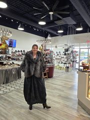 Dusk-grey faux fur jacket by azalea wang robin boutique
