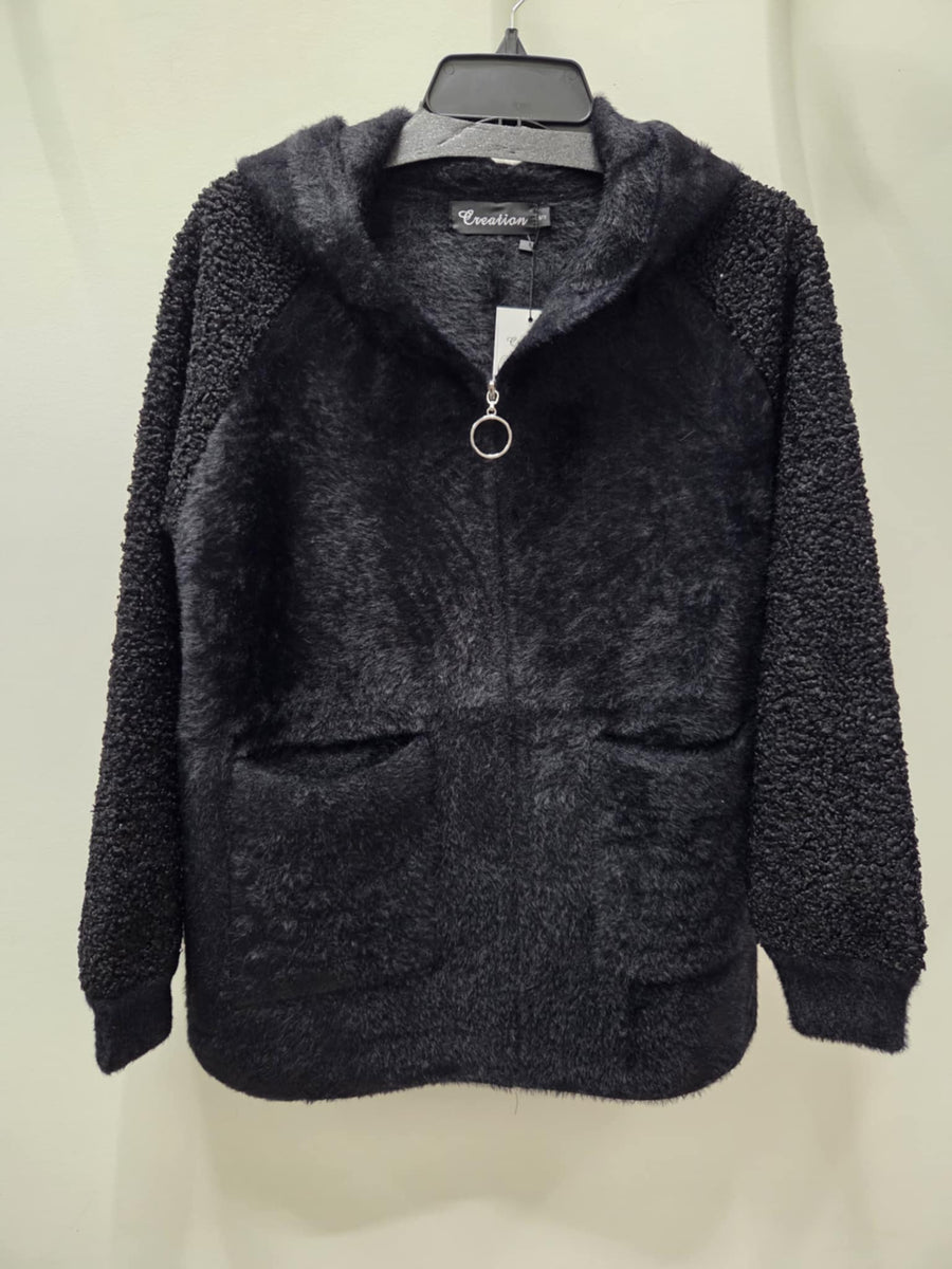 Fuzzy Mixed Media Jacket by Creations