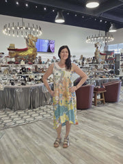 Round Neck Burnout Dress in Fizzy Petals Print by Inoah