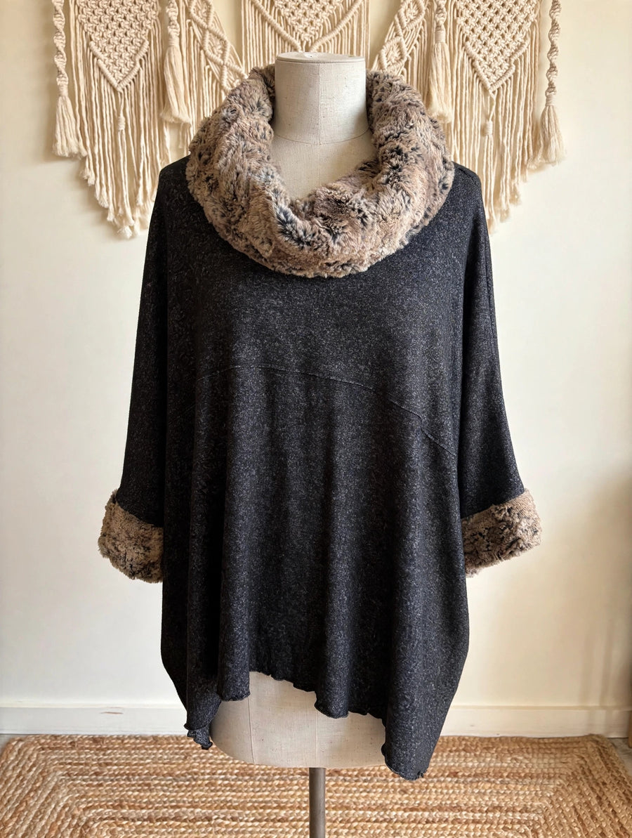 Faux Fur Cowl Poncho by Soulitude