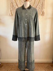 Ruffle Trim Mineral Wash Jacket by The Paper Lace