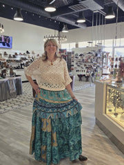 Rasgulla Sari Venus Ruffle Maxi by Kantha Bae Robin Boutique 