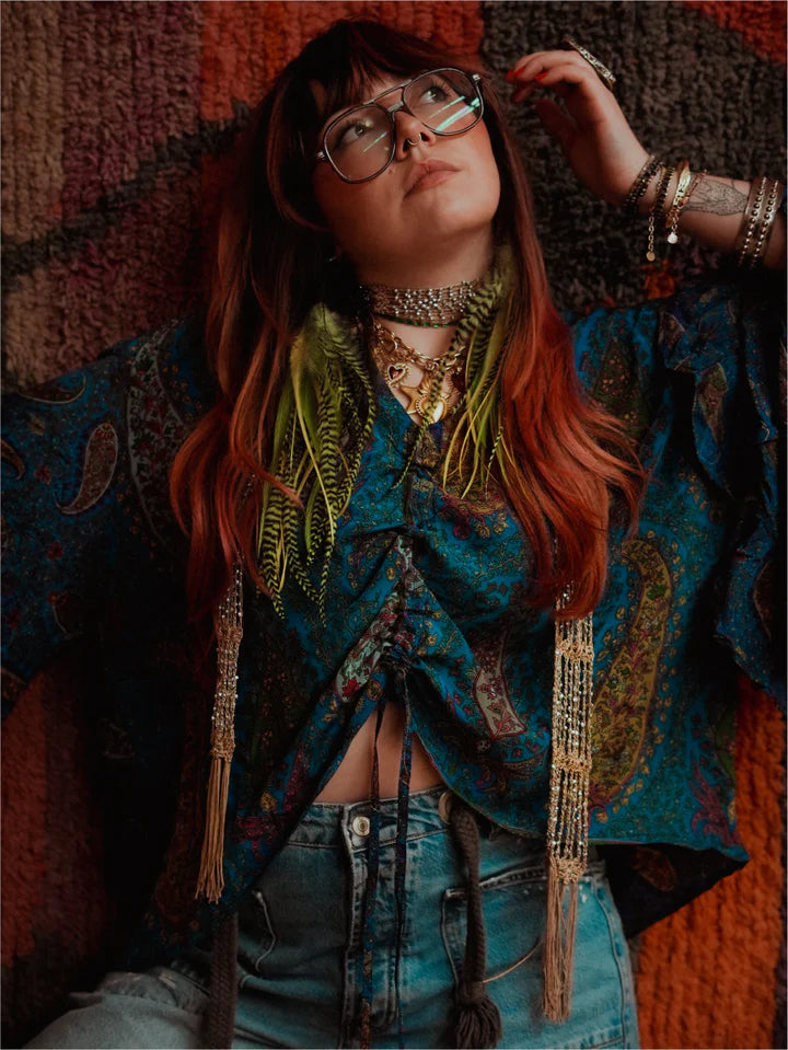 Bell Sleeve Butterfly Top #116 by Kantha Bae