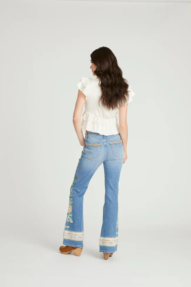 Farrah Flare in Gardenia Foulard Jean by Driftwood