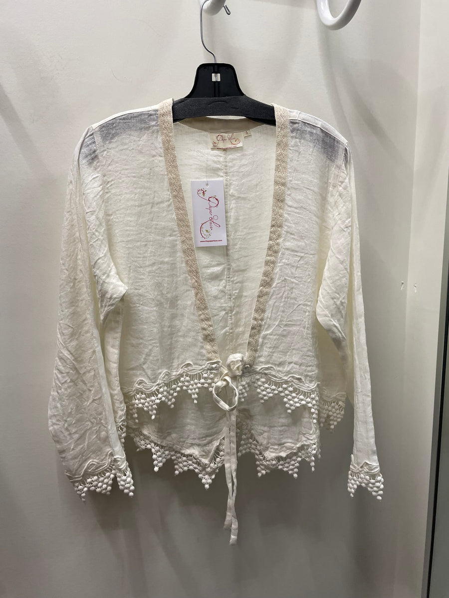 Linen Hem Detail Shrug by Paper Lace