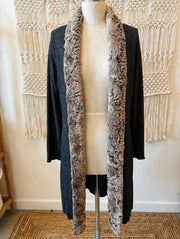 Faux Fur Trimmed Sweater Cardigan