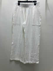 Cotton Gauze Cropped Wide Leg Pant with Crochet Lace Trim