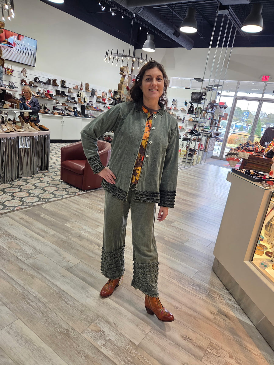 Ruffle Trim Mineral Wash Jacket by The Paper Lace
